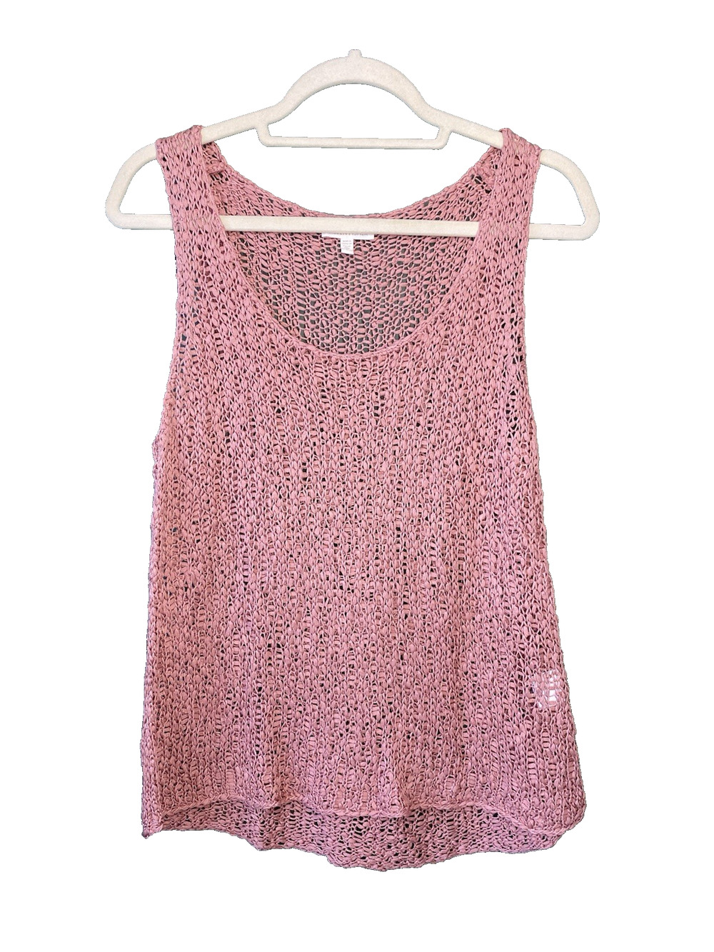 Eileen Fisher Shirt Womens Large 100% Cotton Tape Nubble Tank Top Crochet Knit